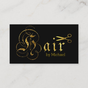 Haar Stylist Gold Scissors Script Salon #11 Visitekaartje
