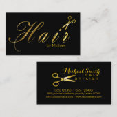 Haar Stylist Gold Scissors Script Salon #12 Visitekaartje (Voorkant / Achterkant)