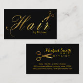 Haar Stylist Gold Scissors Script Salon #15 Visitekaartje (Voorkant / Achterkant)