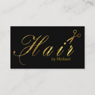 Haar Stylist Gold Scissors Script Salon #15 Visitekaartje