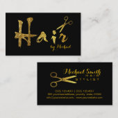 Haar Stylist Gold Scissors Script Salon #7 Visitekaartje (Voorkant / Achterkant)