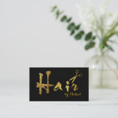 Haar Stylist Gold Scissors Script Salon #7 Visitekaartje (Staand voorkant)