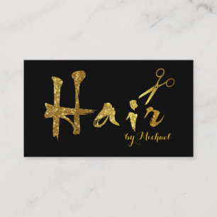 Haar Stylist Gold Scissors Script Salon #7 Visitekaartje