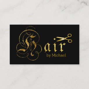 Haar Stylist Gold Scissors Script Salon #8 Visitekaartje