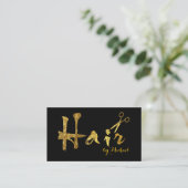 Haar Stylist Gold Scissors Script Salon Visitekaartje (Staand voorkant)