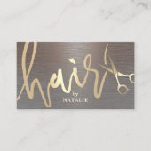 Haar Stylist Gold Script Modern Copper Salon Visitekaartje (Voorkant)