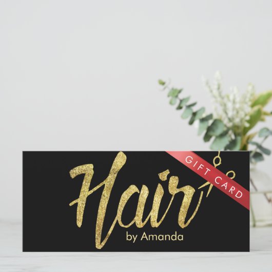 Haar Stylist Gold Script Salon Cadeaubonnen (Staand voorkant)
