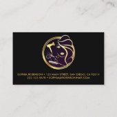 Haar Stylist Gold Script Scissors Comb Dryer Visitekaartje (Achterkant)