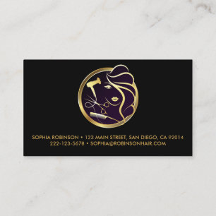 Haar Stylist Gold Script Scissors Comb Dryer Visitekaartje