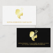 Haar Stylist Gold Script Scissors Unisex Custom Visitekaartje (Voorkant / Achterkant)