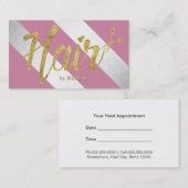 Haar Stylist Gold Scripts Modern Silver Stripes Afsprakenkaartje (Voorkant / Achterkant)