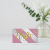 Haar Stylist Gold Scripts Modern Silver Stripes Afsprakenkaartje (Staand voorkant)