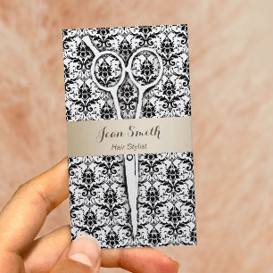 Haar Stylist Goud Gestreept Zwart Damask Afspraak Afsprakenkaartje