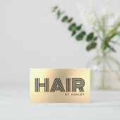 Haar Stylist Goud Modern Metallic Professional Visitekaartje (Staand voorkant)