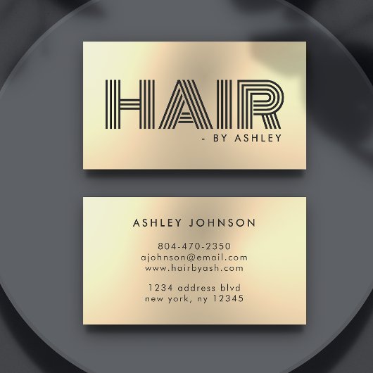 Haar Stylist Goud Modern Metallic Professional Visitekaartje