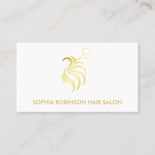 Haar Stylist Goud Script Schaar Aangepast Visitekaartje (Voorkant)