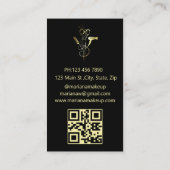 haar stylist goud stijlvolle Schaar qr code zwart Visitekaartje (Achterkant)