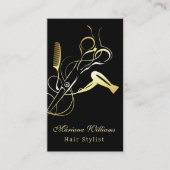haar stylist goud stijlvolle Schaar qr code zwart Visitekaartje (Voorkant)
