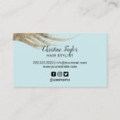 Haar Stylist Goud Typografie Beauty Salon Mint Visitekaartje (Achterkant)