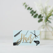 Haar Stylist Goud Typografie Beauty Salon Mint Visitekaartje (Staand voorkant)