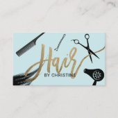 Haar Stylist Goud Typografie Beauty Salon Mint Visitekaartje (Voorkant)