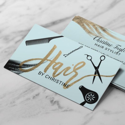 Haar Stylist Goud Typografie Beauty Salon Mint Visitekaartje