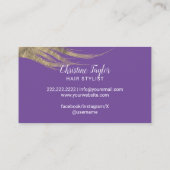 Haar Stylist Goud Typografie Beauty Salon Paarse Visitekaartje (Achterkant)