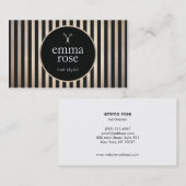  Haar Stylist Goud Zwart Strepen Schaar Visitekaartje (Voorkant / Achterkant)