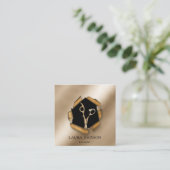Haar Stylist Gouden Glitter Schaar Vierkante Visitekaartje (Staand voorkant)