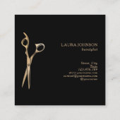 Haar Stylist Gouden Glitter Schaar Vierkante Visitekaartje (Achterkant)