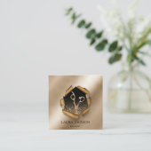 Haar Stylist Gouden Glitter Schaar Vierkante Visitekaartje (Staand voorkant)