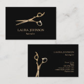 Haar Stylist Gouden Glitter Schaar Visitekaartje (Voorkant / Achterkant)