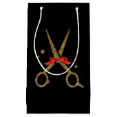 HAAR stylist gouden glitterschaar cadeautas (Voorkant)