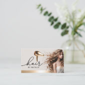 Haar Stylist Gouden Haardroger Schoonheid Meisje S Visitekaartje (Staand voorkant)