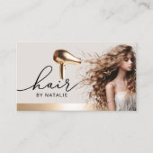 Haar Stylist Gouden Haardroger Schoonheid Meisje S Visitekaartje (Voorkant)