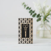Haar Stylist Gouden Schaar  Art Deco Visitekaartje (Staand voorkant)