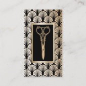 Haar Stylist Gouden Schaar  Art Deco Visitekaartje (Voorkant)