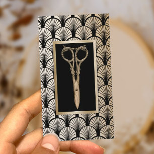 Haar Stylist Gouden Schaar  Art Deco Visitekaartje