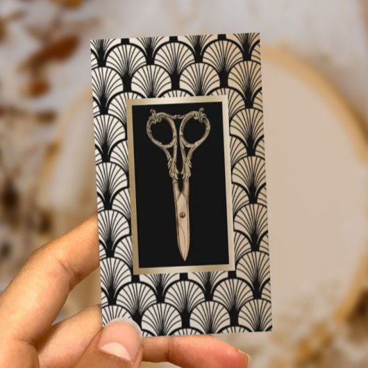 Haar Stylist Gouden Schaar  Art Deco Visitekaartje