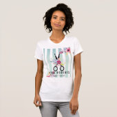 Haar Stylist Gouden Schaar & Beauty Gestreepte Blo T-shirt (Voorkant volledig)