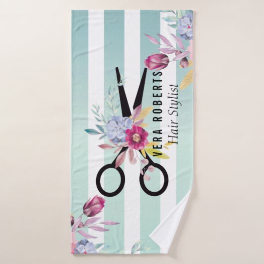 Haar Stylist Gouden Schaar Bloemen & Schoonheid Sa Badhanddoek (Badhanddoek)