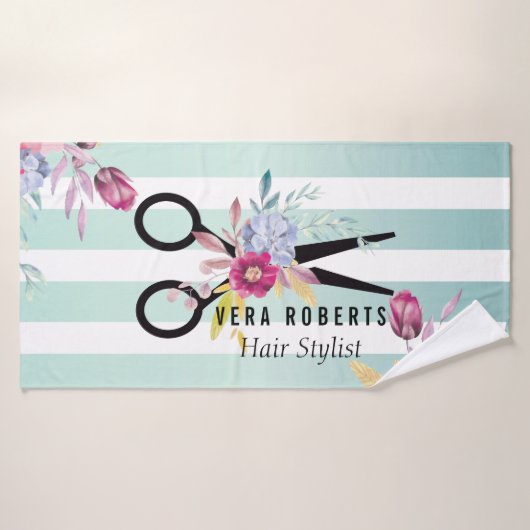 Haar Stylist Gouden Schaar Bloemen & Schoonheid Sa Badhanddoek (Badhanddoek)