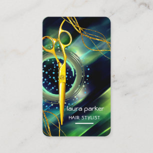 Haar Stylist Gouden Schaar Groene Salon Spa Visitekaartje