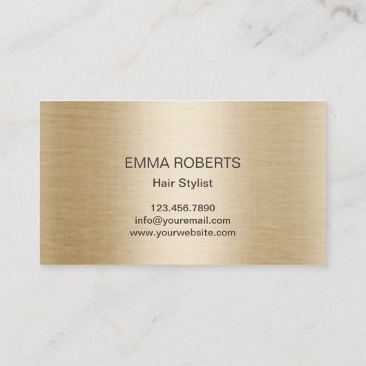 Haar Stylist Gouden Schaar Logo Classy Leather Visitekaartje (Achterkant)