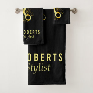 Haar Stylist Gouden Schaar Luxe & Beauty Salon Bad Handdoek