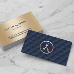 Haar Stylist Gouden Schaar Marine Blauwe Quilts Sa Visitekaartje