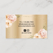 Haar Stylist Gouden Schaar Moderne Bloemen Visitekaartje (Achterkant)