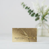 Haar Stylist Gouden Schaar Moderne Gouden Glitter Visitekaartje (Staand voorkant)