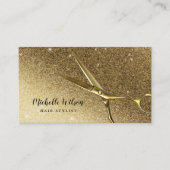 Haar Stylist Gouden Schaar Moderne Gouden Glitter Visitekaartje (Voorkant)