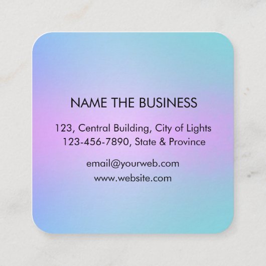 Haar Stylist Gouden Schaar Paarse Elegante Salon Vierkante Visitekaartje (Achterkant)